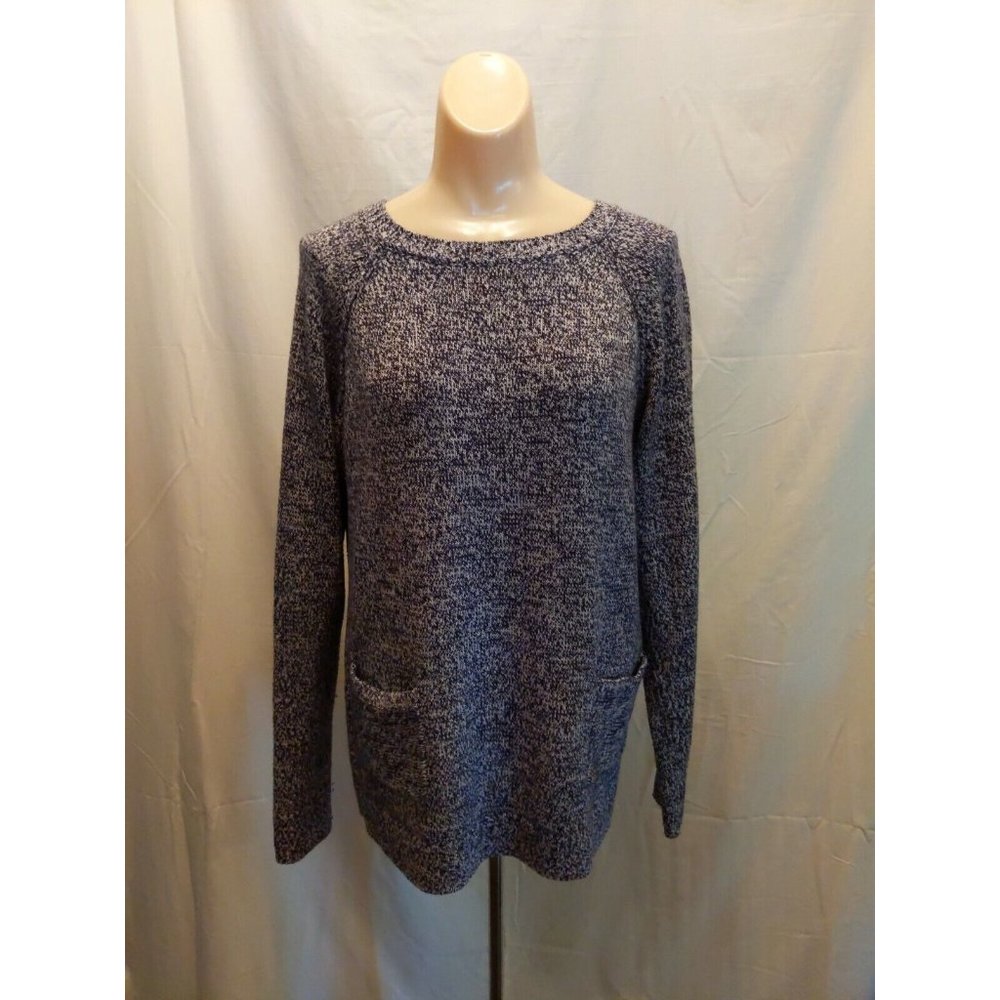 Womens Gap Grey Patterned Front Pockets Pullover Sweater Medium 25"  Long